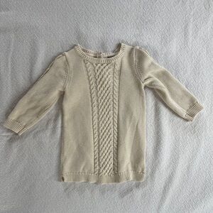 BabyGAP Off White Cable Knit Sweater Dress with Back Button Closure